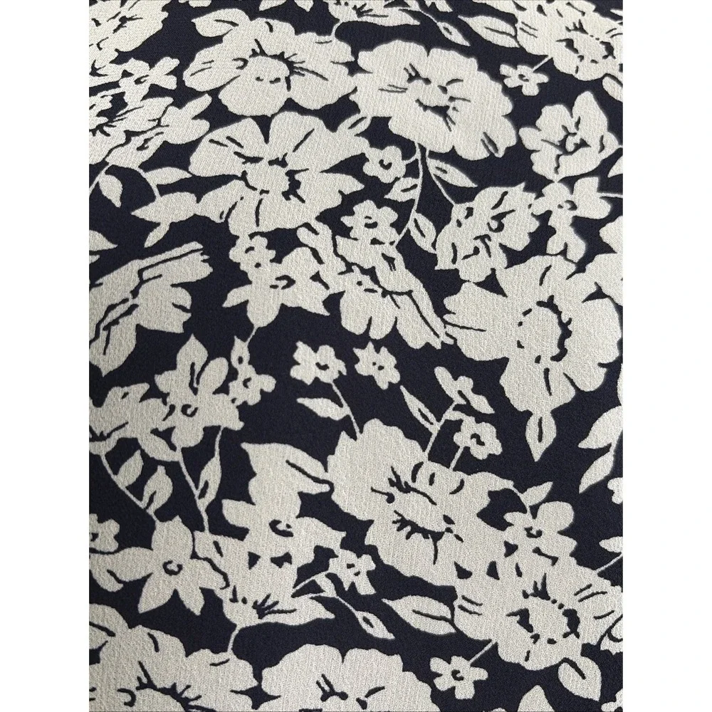 Lauren Ralph Lauren Floral Silk Midi Skirt Womens 14W Blue White A-Line Chiffon